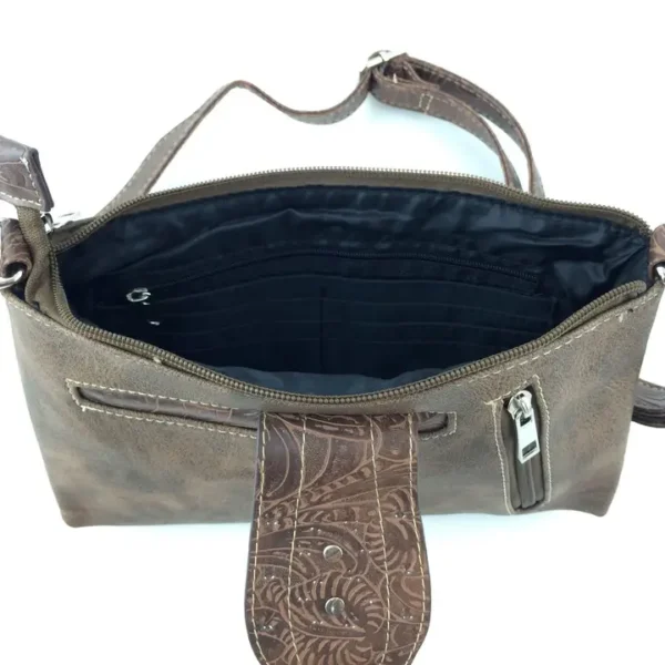 Western Floral Buckle Crossbody Pouch Bag-Brown - Image 2